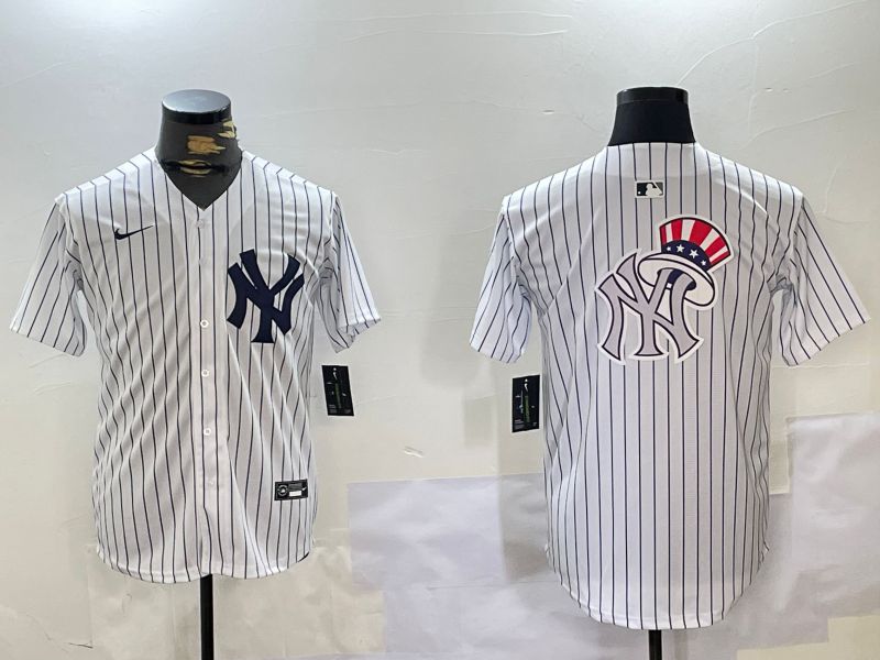 Men New York Yankees Blank White stripe Game 2024 Nike MLB Jersey style 102716